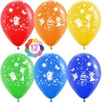Воздушный шар 12" Три кота Подарки ассорти, пастель 50 шт. Sempertex 337302