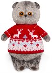 Кот Басик в свитере с оленями мягкая игрушка 19 см BUDI BASA Ks19-089