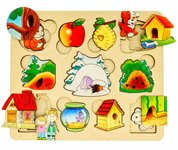 Развивающая доска "Где чей домик?" с вкладышами внутри Нескучные игры 7993