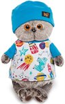 Кот Басик в футболке космос и в шапочке мягкая игрушка 22 см BUDI BASA Ks22-091