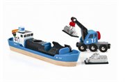 BRIO Деревянная железная дорога Корабль с краном погрузчиком БРИО 33534
