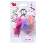 Детский бальзам для губ с плюшевым брелоком Lucky розовый с ароматом малины Только для девочек Детская косметика