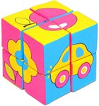 Собери картинку: Предметы развивающие мягкие кубики 8 шт. Мякиши MY-335