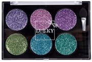 Крем-тени для век с блёстками Lukky 6 цветов фиолетовый, розовый, пурпурный, зеленый, бирюзовый, изумрудный Только для девочек Детская косметика