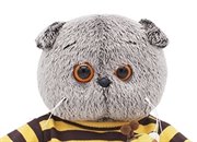 Кот Басик в полосатой футболке с пчелой мягкая игрушка 25 см BUDI BASA Ks25-092