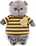 Кот Басик в полосатой футболке с пчелой мягкая игрушка 25 см BUDI BASA Ks25-092
