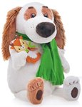 Собака Бартоломей в шарфе и с оленем мягкая игрушка Басик и компания 27 см BUDI BASA Bart27-009
