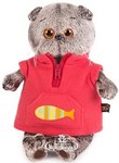 Кот Басик в красном флисовом жилете мягкая игрушка 30 см BUDI BASA Ks30-068