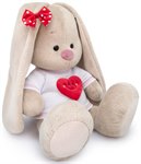 Зайка Ми в футболке с сердцем мягкая игрушка Басик и компания 25 см BUDI BASA SidS-319