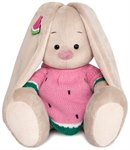 Зайка Ми в вязаном платье Арбузик мягкая игрушка Басик и компания 18 см BUDI BASA SidS-241