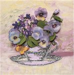 Мозаика из пайеток на холсте Анютины глазки Волшебная мастерская МХ-11